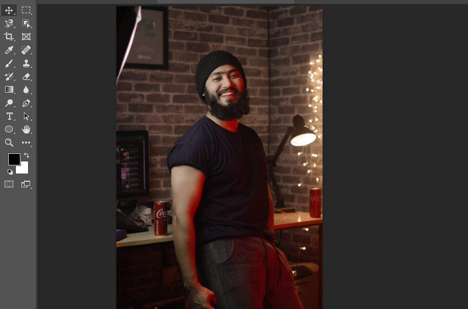 Starting image of a man with a beard