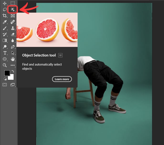 Object selection tool in Photoshop