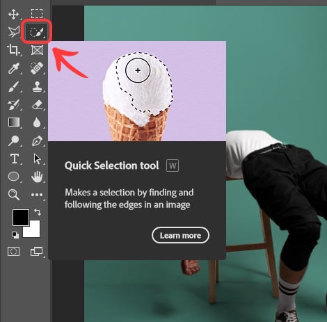 Quick selection tool in Photoshop