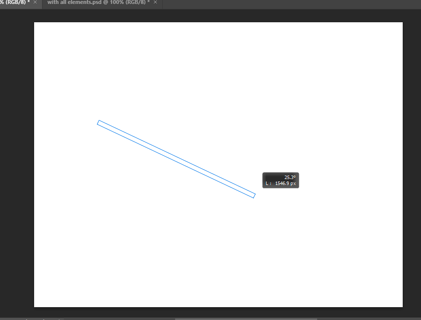 A path of a diagonal line as it is being drawn
