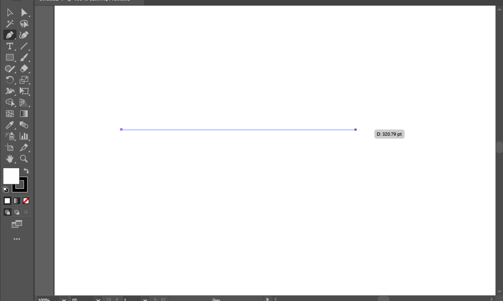 Drawing a straight line with the pen tool