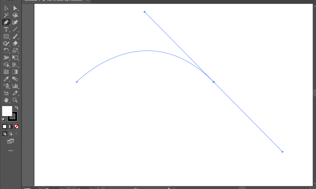 Adding a curve to the line, handles appear