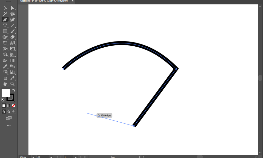 Curved line turn straight with the pen tool