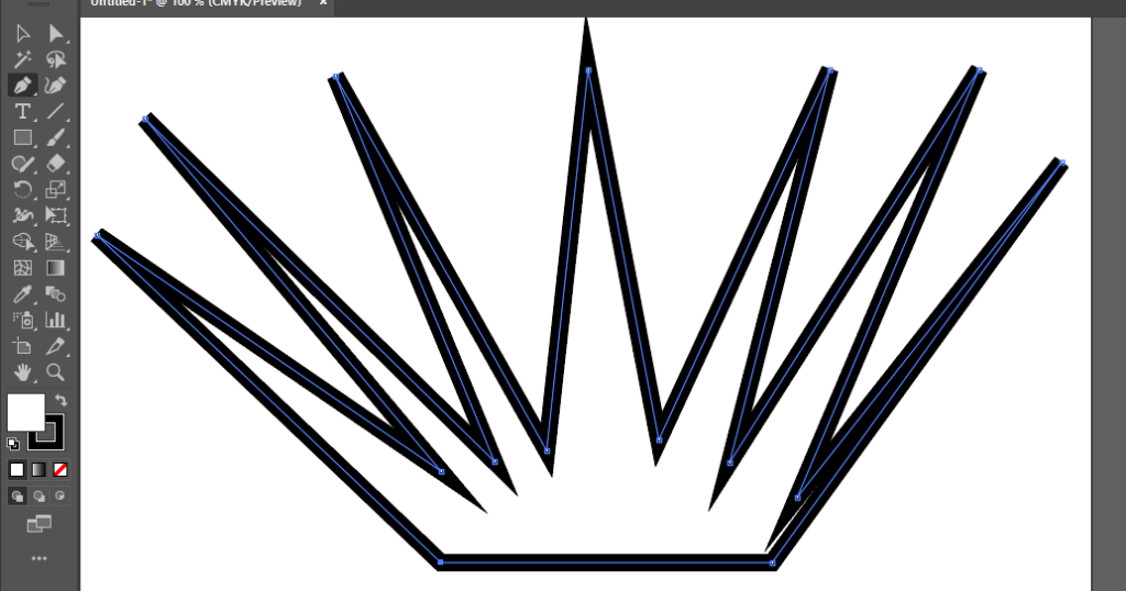 A shape that resembles a spikey crown created with the pen tool