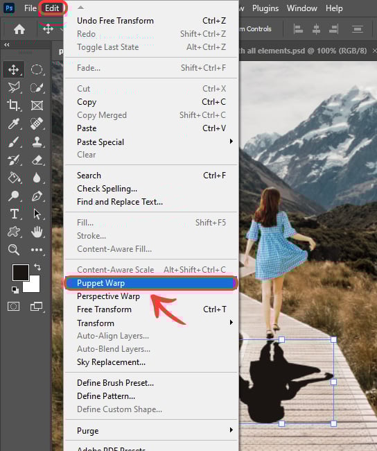 Selecting puppet warp
