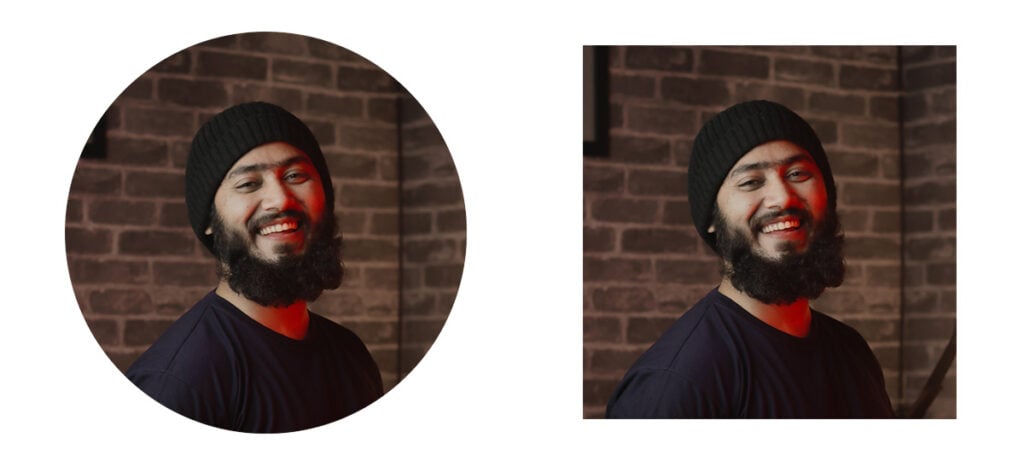 Circular and square images next to each other