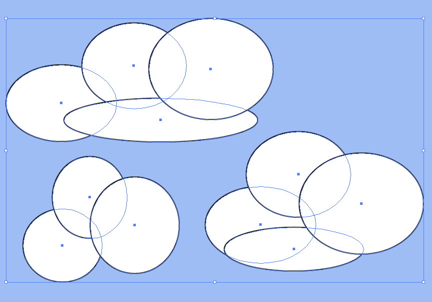 Clouds in several different ellipse shapes