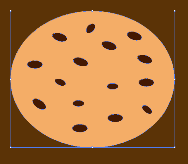 The cookie is finished by using the trim tool to trim the chocolate chip shapes.