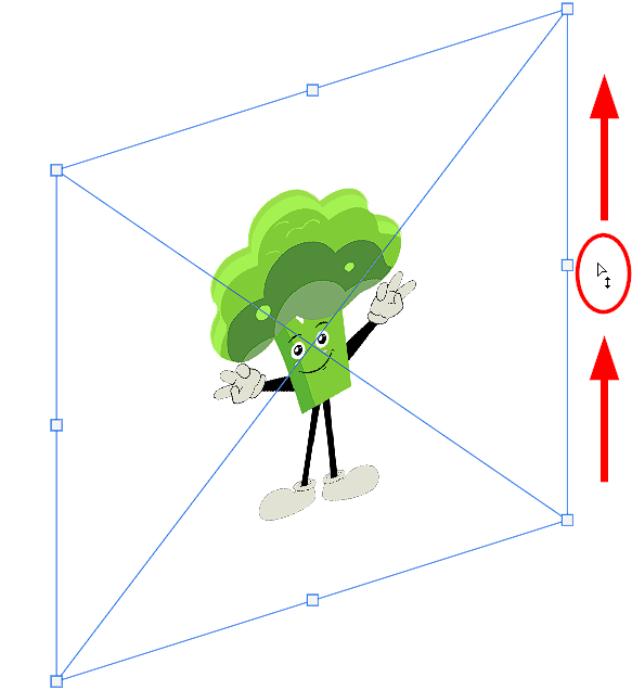 Skewing the vector by lifting the one side up