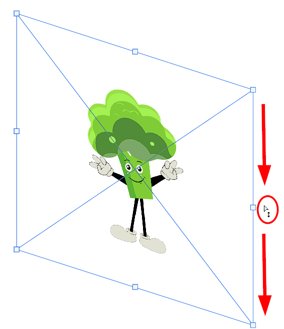 Skewing the vector by bringing one side down