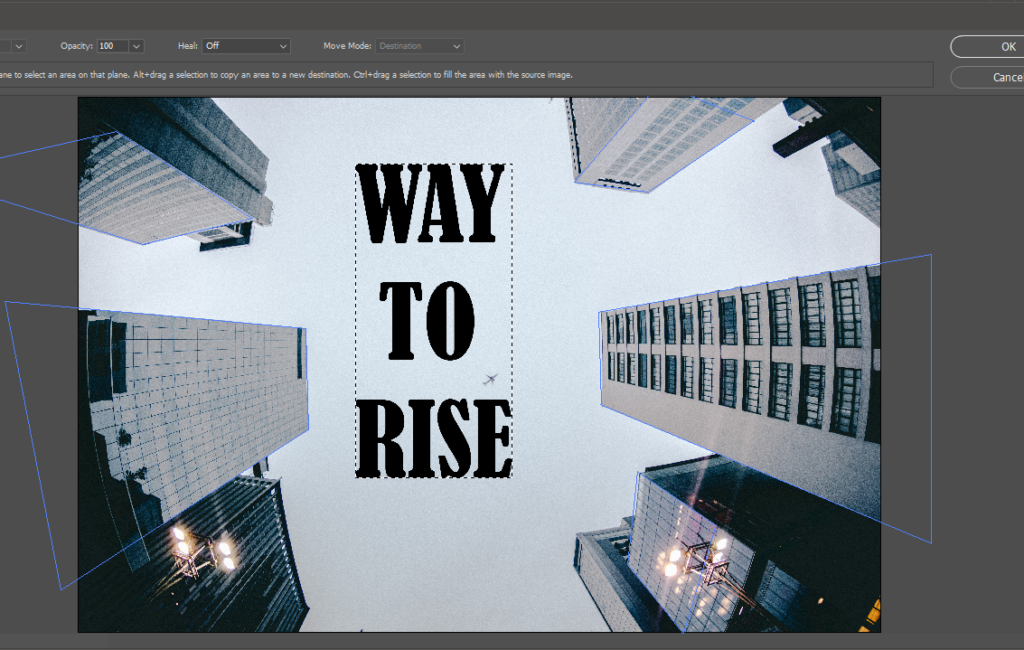 Pasting the text into the image of the skyscrapers