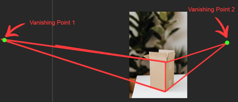 Photo of a box with two vanishing points