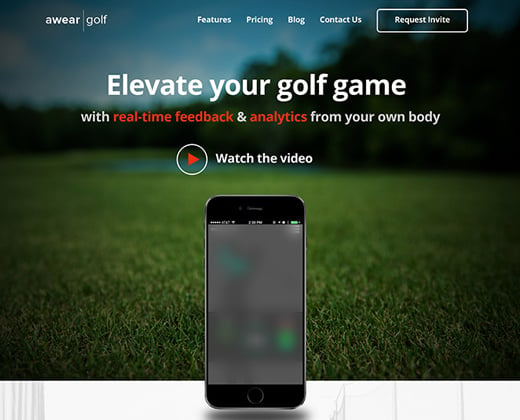 awear golf website landing page