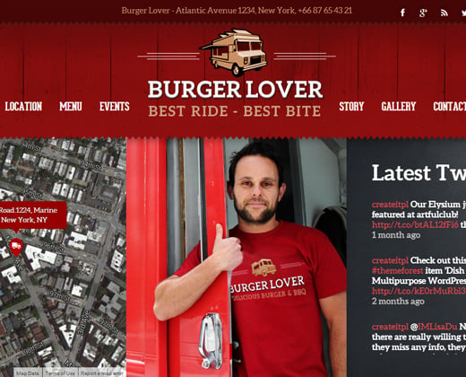 colorful wordpress premium theme food truck burgers