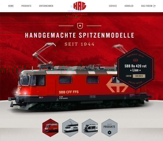 hag swiss german train website landing page