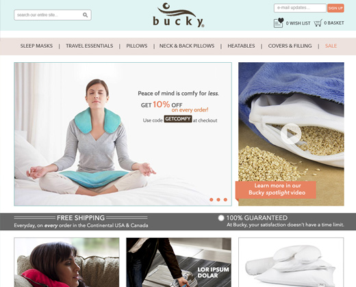 bucky homepage clean yoga design