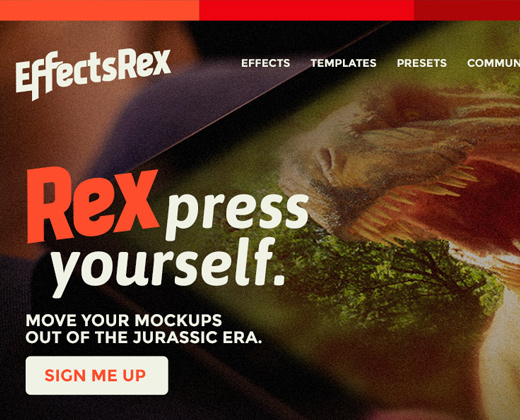 effects rex homepage landing website layout