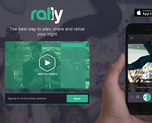 rally fullscren background homepage design