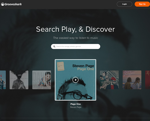 grooveshark landing page redesign