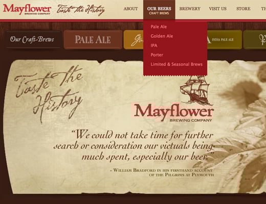 mayflower brewing company animated dropdown animation